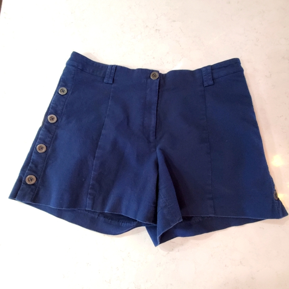 Anthropologie Cartonnier Navy High Rise Side Button Shorts Size 12